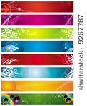 eight banners on different...