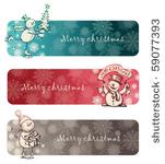 three christmas banners with...