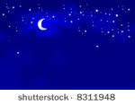 a glowing moon in a deep blue...