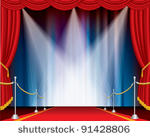 red carpet on opened stage with ...