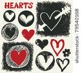 sketchy hearts  hand drawn...