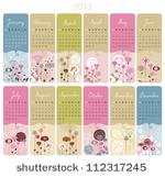 2013 calendar set with vertical ...