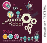 cute retro robot toy layout