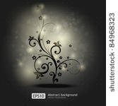 abstract floral element black...