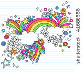 hand drawn psychedelic rainbow  ...