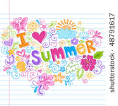hand drawn i love summer...