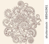 hand drawn henna mehndi paisley ...