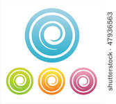 set of 4 colorful swirl signs