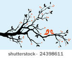 birds kissing on a branch ...