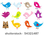 set of cute vector birds