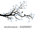 winter tree with snowflakes and ...