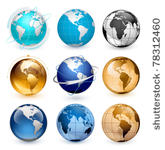 icons of earth on a white...
