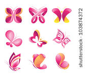 set of vector butterfly icons