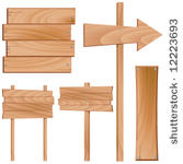 set of wooden sign vector