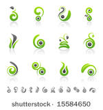 set of 12 abstract green icons...