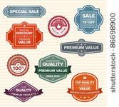 set of 9 vintage retro labels...