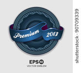 round emblem design with blue...