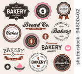 set of vintage retro bakery...