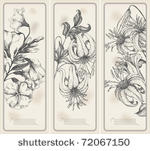 retro flower  banners   drawings