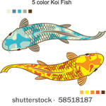 5 color koi fish vector