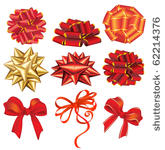 holiday red and golden bows....