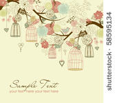 floral summer background. birds ...
