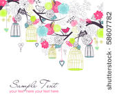 floral summer background. birds ...