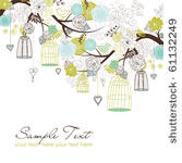 floral summer background. birds ...