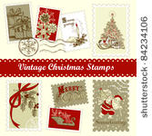 vintage christmas postage set