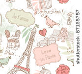 love in paris. seamless pattern