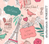 love in paris. seamless pattern