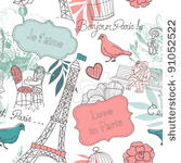 love in paris. seamless pattern