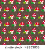 seamless mushroom kids pattern...