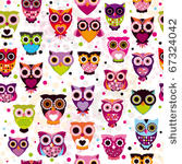 seamless colourfull owl pattern ...