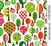 seamless cute tree apple and...