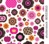 seamless retro pink flowers and ...
