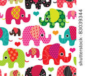 seamless retro elephant kids...
