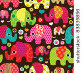 seamless retro elephant kids...