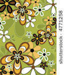 retro orange and green flower...