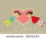 cartoon boy and girl in love ...