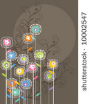 whimsical bright flowers and...