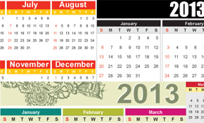 2013 Free Vector Calendar
