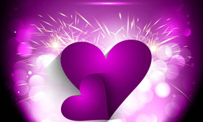 Purple Valentines Day greeting card
