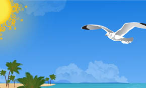 Summer Beach with seagulls
