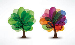 Blooming Trees Vector Graphic