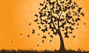 Butterflies Tree Vector Graphic