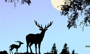 NATURE SCENE VECTOR WITH DEER