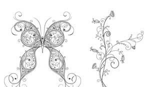 Free vector butterfly and flower