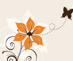 Flower and Butterfly Vector Graphic