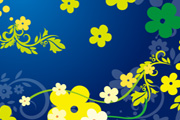 Green Floral Vector in Blue Backgro